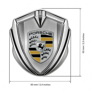 Porsche Tuning Emblem Self Adhesive Silver Light Mesh Black Yellow Logo