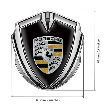 Porsche Bodyside Badge Self Adhesive Silver Black Base Yellow Elements