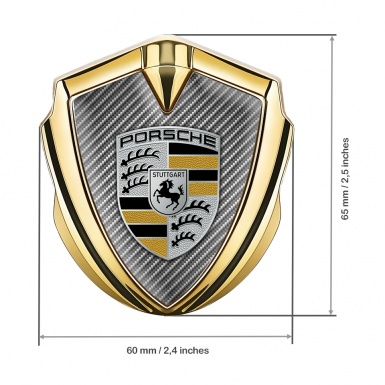 Porsche Fender Emblem Badge Gold Light Carbon Black Yellow Elements