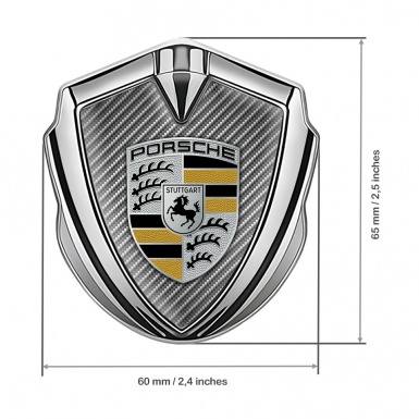 Porsche Fender Emblem Badge Silver Light Carbon Black Yellow Elements