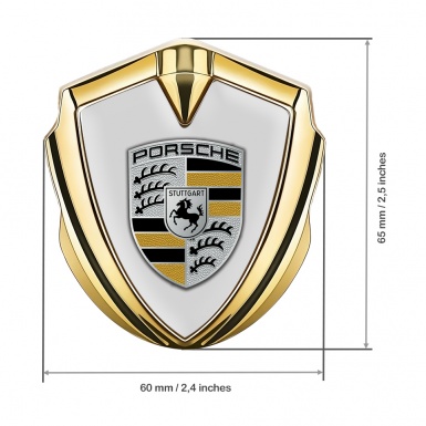 Porsche Trunk Metal Emblem Badge Gold Timberwolf Base Color Motif