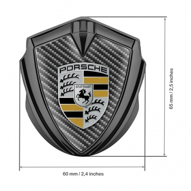 Porsche Metal Emblem Self Adhesive Graphite Dark Carbon Classic Color Logo