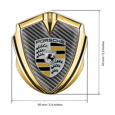 Porsche Metal Emblem Self Adhesive Gold Dark Carbon Classic Color Logo