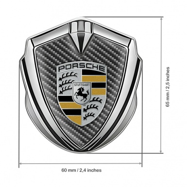 Porsche Metal Emblem Self Adhesive Silver Dark Carbon Classic Color Logo