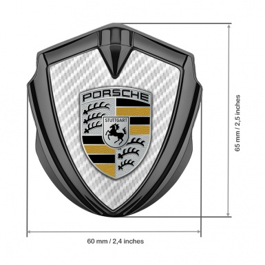 Porsche 3D Car Metal Domed Emblem Graphite White Carbon Classic Color Logo