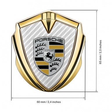 Porsche 3D Car Metal Domed Emblem Gold White Carbon Classic Color Logo