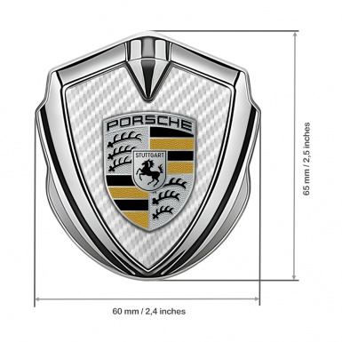 Porsche 3D Car Metal Domed Emblem Silver White Carbon Classic Color Logo