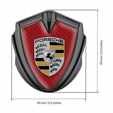 Porsche Bodyside Domed Emblem Graphite Red Carbon Black Yellow Motif