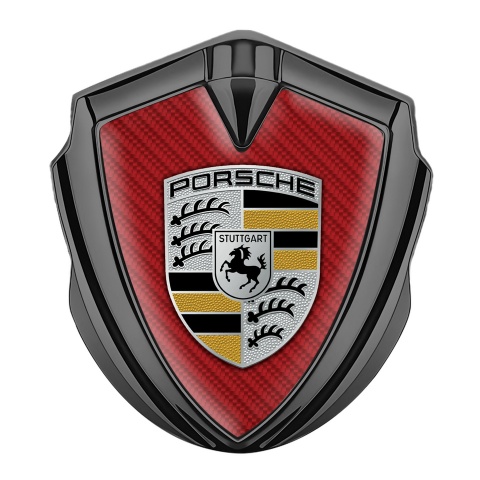 Porsche Bodyside Domed Emblem Graphite Red Carbon Black Yellow Motif