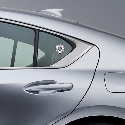 Porsche Tuning Emblem Self Adhesive Silver White Base Blue Logo Motif