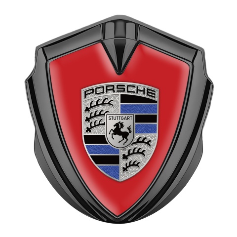 Porsche Self Adhesive Bodyside Emblem Graphite Red Base Cobalt Logo Motif