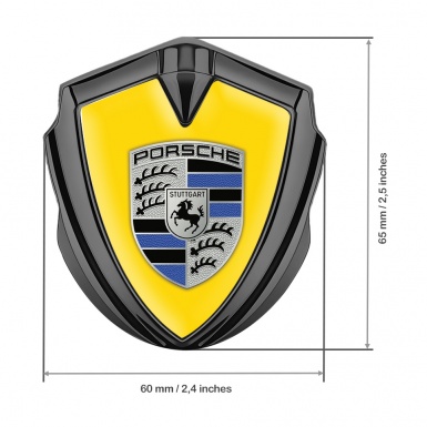 Porsche Metal Emblem Self Adhesive Graphite Red Base Cobalt Logo Motif