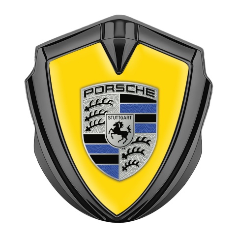 Porsche Metal Emblem Self Adhesive Graphite Red Base Cobalt Logo Motif