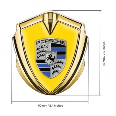 Porsche Metal Emblem Self Adhesive Gold Red Base Cobalt Logo Motif