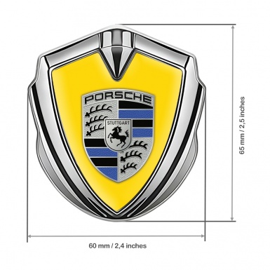 Porsche Metal Emblem Self Adhesive Silver Red Base Cobalt Logo Motif