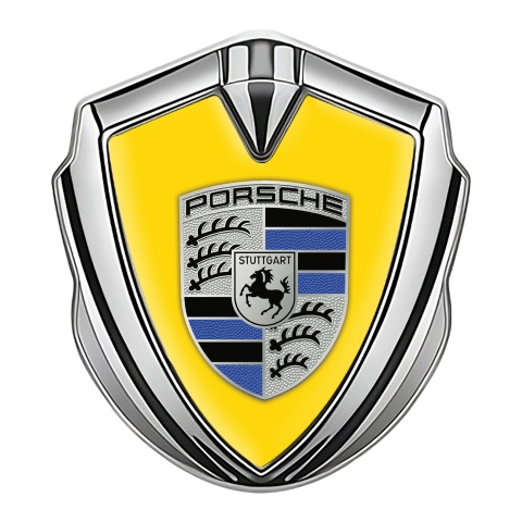 Porsche Metal Emblem Self Adhesive Silver Red Base Cobalt Logo Motif