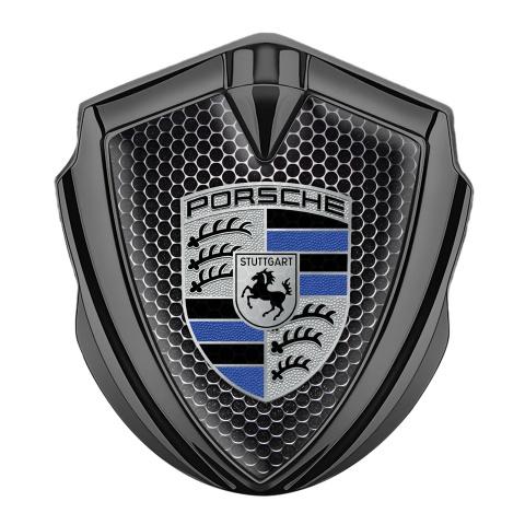 Porsche Bodyside Domed Emblem Graphite Dark Mesh Navy Blue Logo Design