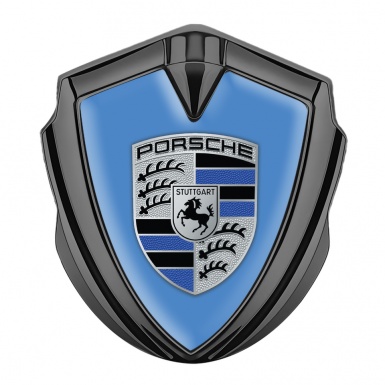 Porsche Bodyside Badge Self Adhesive Graphite Glacial Blue Logo Design