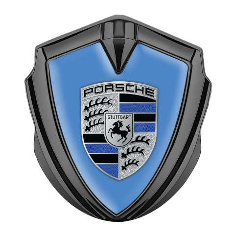 Porsche Bodyside Badge Self Adhesive Graphite Glacial Blue Logo Design