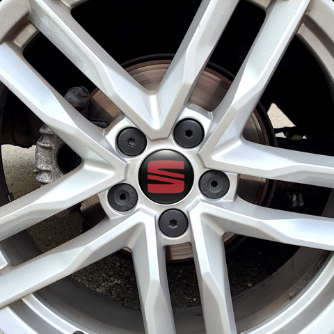 Seat Silicone Stickers Center Hub Black and Red Logo