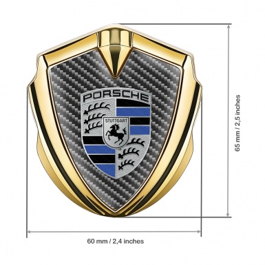 Porsche Bodyside Domed Emblem Gold Light Carbon Blue Elements Edition