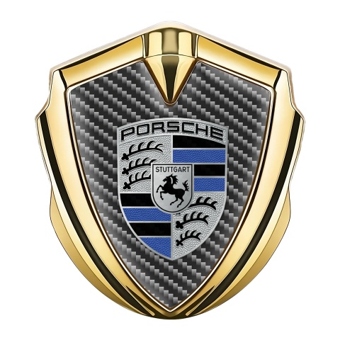 Porsche Bodyside Domed Emblem Gold Light Carbon Blue Elements Edition