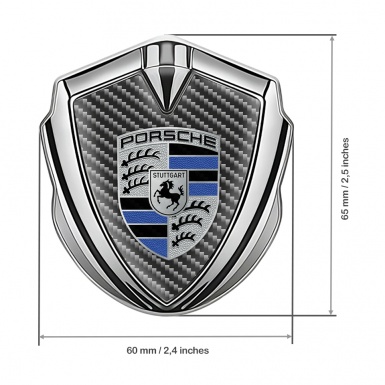 Porsche Bodyside Domed Emblem Silver Light Carbon Blue Elements Edition