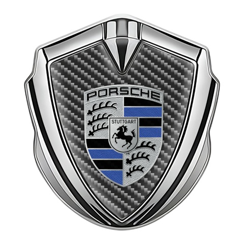 Porsche Bodyside Domed Emblem Silver Light Carbon Blue Elements Edition