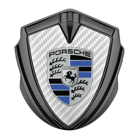 Porsche Tuning Emblem Self Adhesive Graphite White Carbon Blue Details