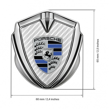 Porsche Tuning Emblem Self Adhesive Silver White Carbon Blue Details