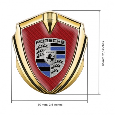 Porsche Fender Emblem Domed Badge Gold Red Carbon Blue Details