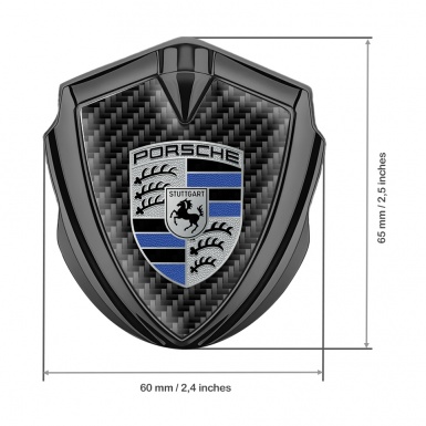 Porsche Fender Metal Domed Emblem Graphite Black Carbon Blue Segments