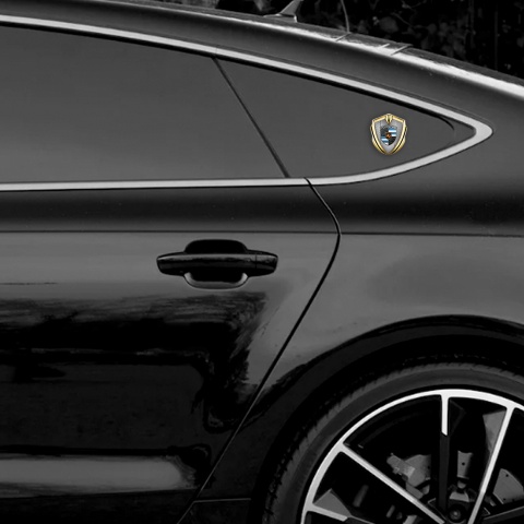 Porsche Self Adhesive Bodyside Emblem Gold Industrial Plate Blue Elements
