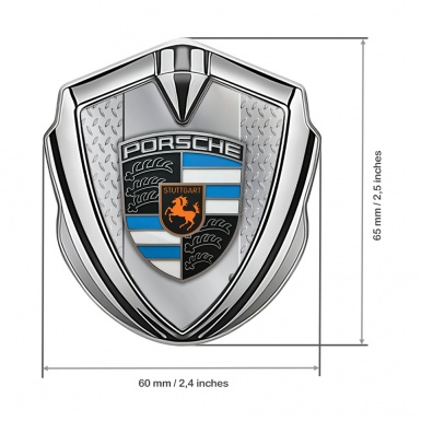 Porsche Self Adhesive Bodyside Emblem Silver Industrial Plate Blue Elements