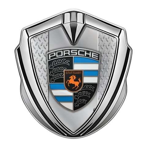 Porsche Self Adhesive Bodyside Emblem Silver Industrial Plate Blue Elements