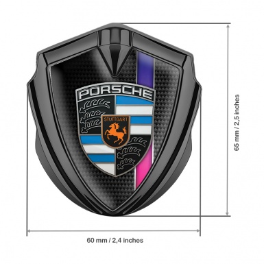 Porsche Bodyside Domed Emblem Graphite Black Carbon Purple Gradient Stripe