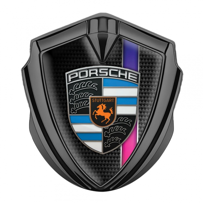 Porsche Bodyside Domed Emblem Graphite Black Carbon Purple Gradient Stripe