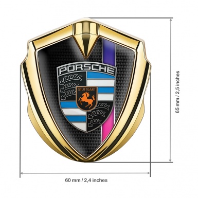 Porsche Bodyside Domed Emblem Silver Black Carbon Purple Gradient Stripe
