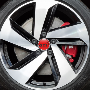 VW GTI Volkswagen Domed Stickers Wheel Center Cap Red