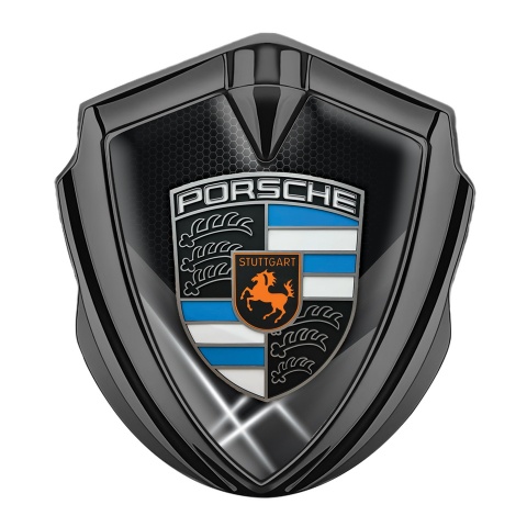 Porsche Tuning Emblem Self Adhesive Graphite Light Hex Blue Elements Crest
