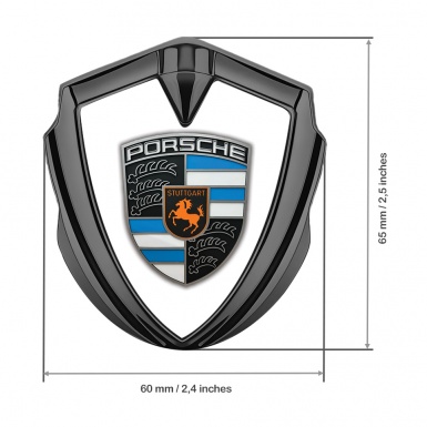 Porsche Bodyside Badge Self Adhesive Graphite White Base Blue Segments