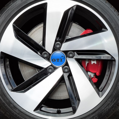 VW GTI Wheel Center Caps Emblem 3D Blue Black Logo
