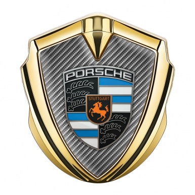 Porsche Bodyside Domed Emblem Gold Light Carbon Electric Blue Edition