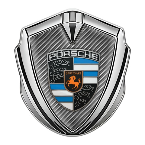 Porsche Bodyside Domed Emblem Silver Light Carbon Electric Blue Edition