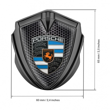 Porsche Fender Emblem Badge Graphite Dark Grate Electric Blue Segments
