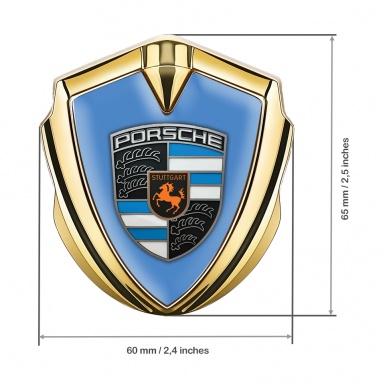 Porsche Self Adhesive Bodyside Emblem Gold Electric Blue Segments