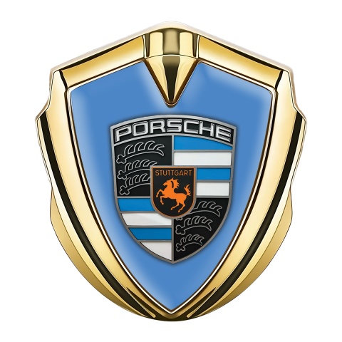 Porsche Self Adhesive Bodyside Emblem Gold Electric Blue Segments
