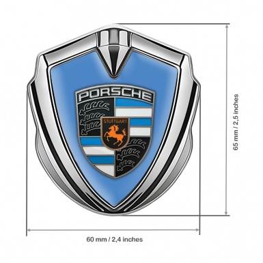 Porsche Self Adhesive Bodyside Emblem Silver Electric Blue Segments