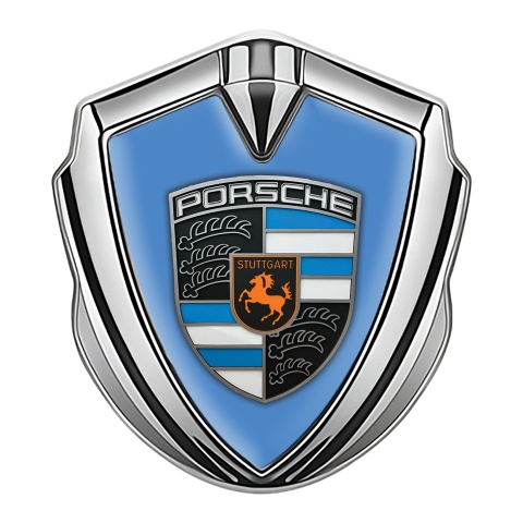 Porsche Self Adhesive Bodyside Emblem Silver Electric Blue Segments