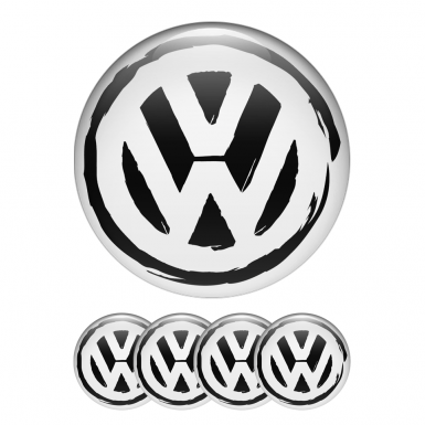 VW Volkswagen Silicone Stickers Center White Brushed Style